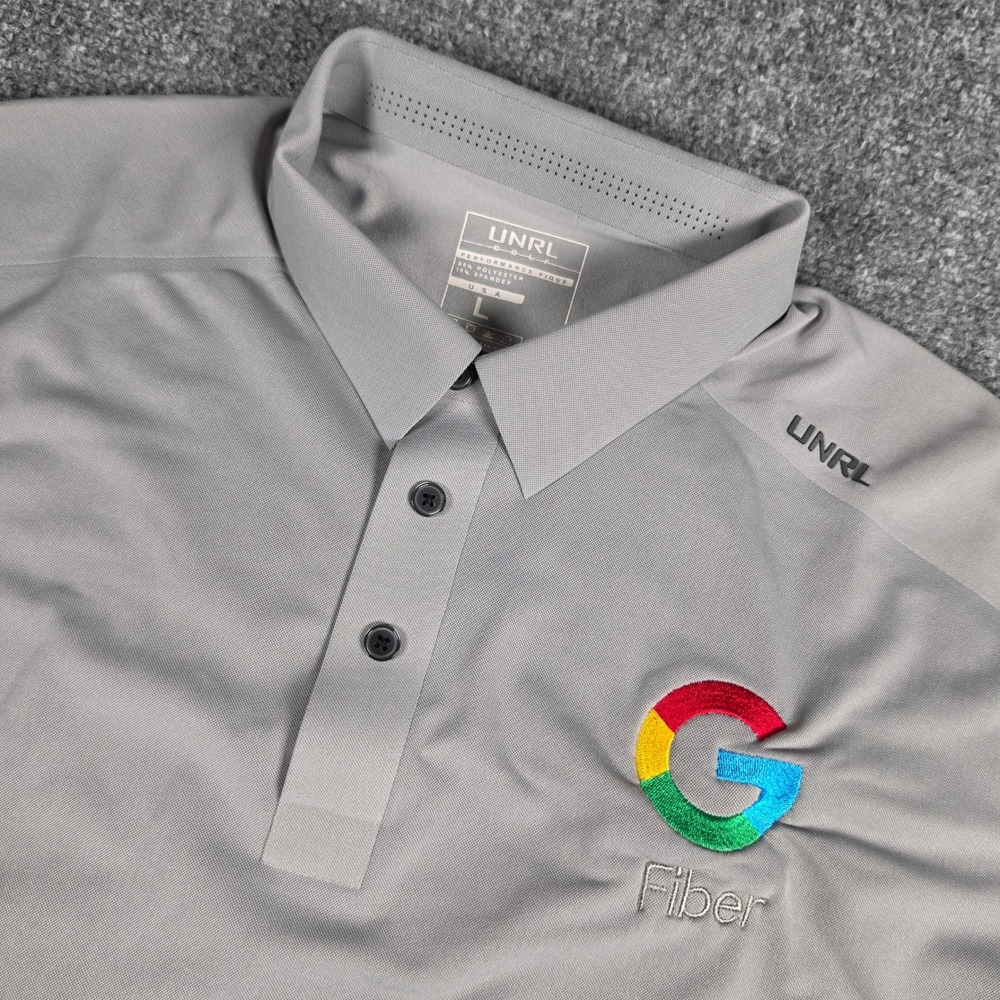UNRL Golf Polo Shirt Mens Large Grey Google Fiber Performance Pique Stretch